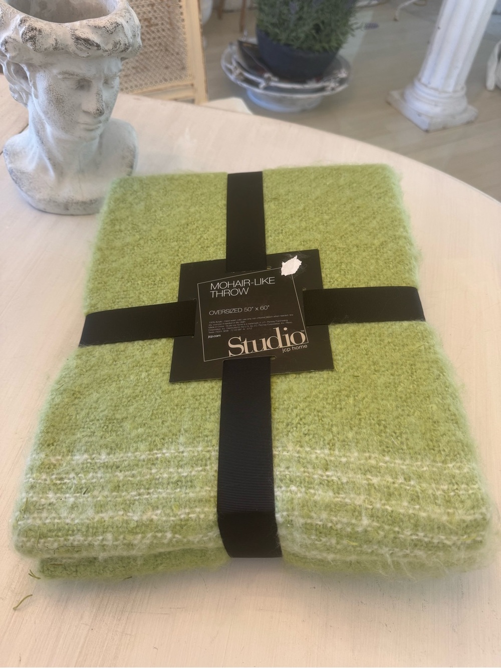 Studio Mohair-Like Throw in Lime Green